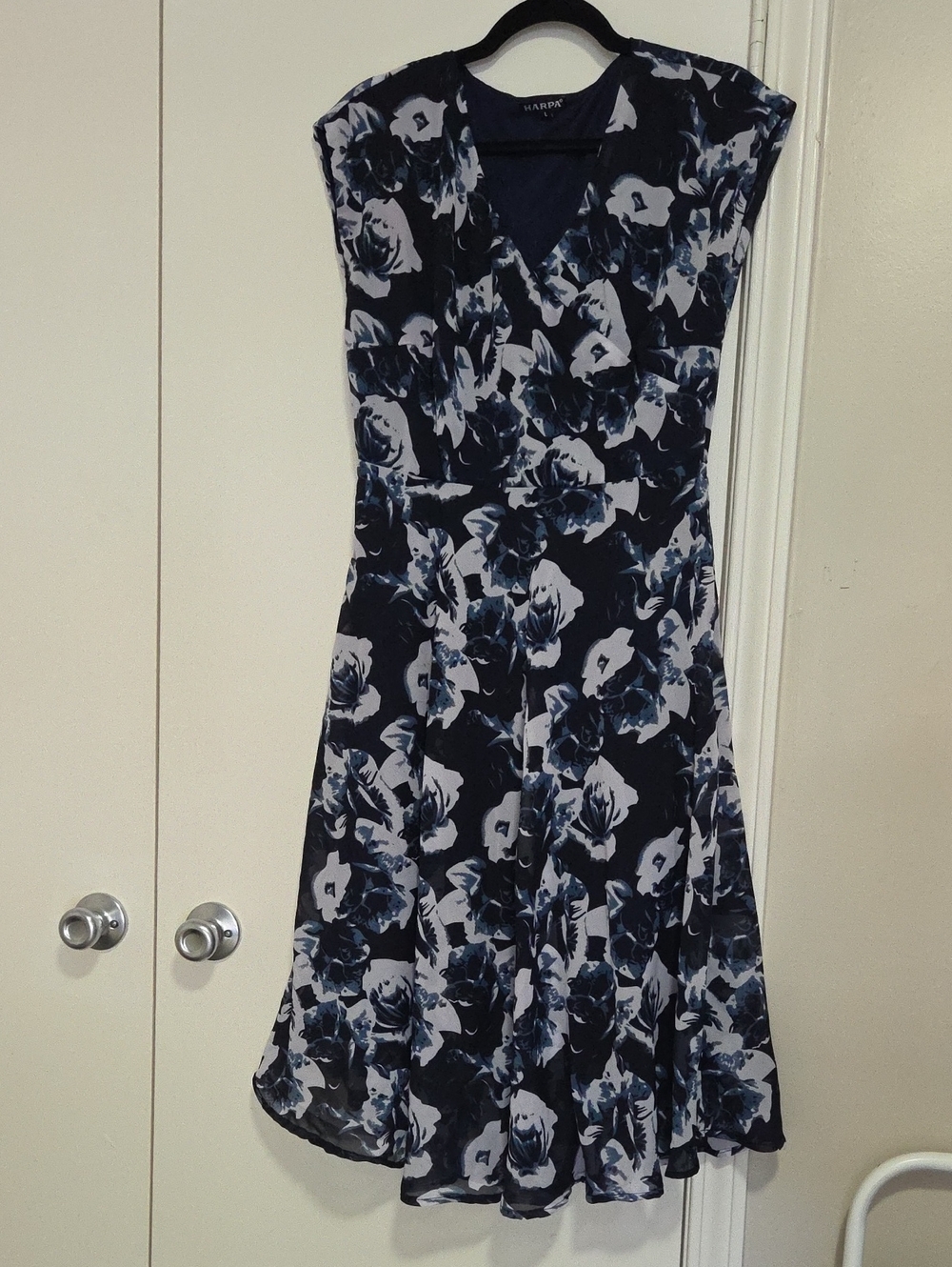 Harpa Navy & White Floral Fit-and-Flare Dress
